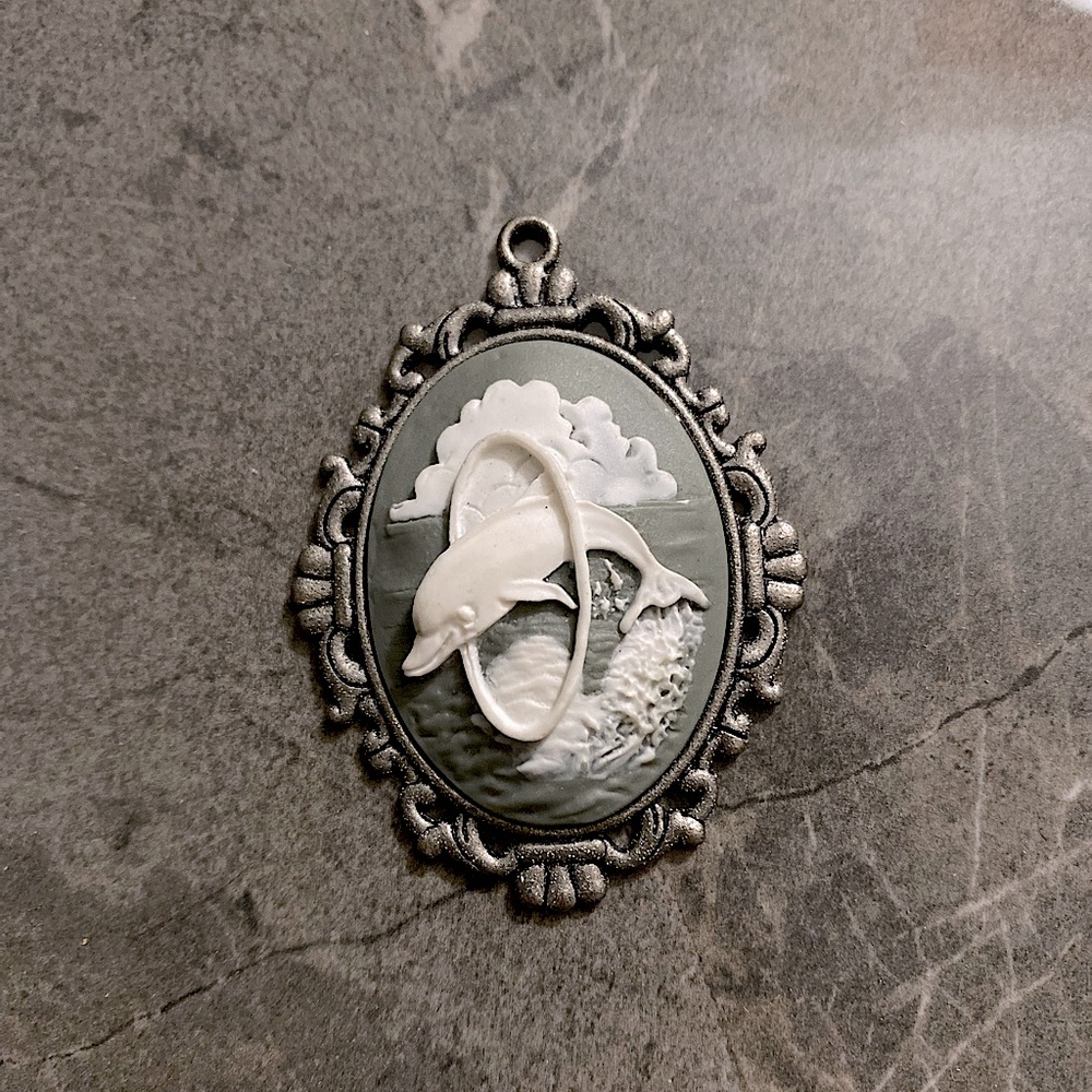 Dolphin Cameo Necklace Pendant